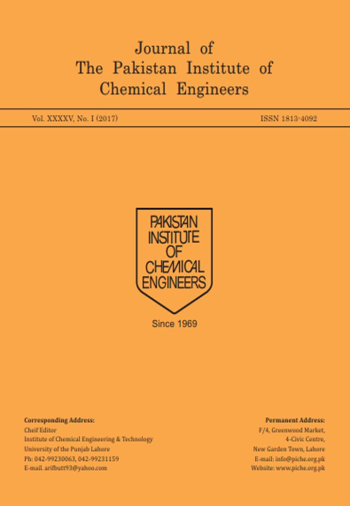 					View Vol. 45 No. 1 (2017): Journal of Pakistan Institute of Chemical Engineers
				